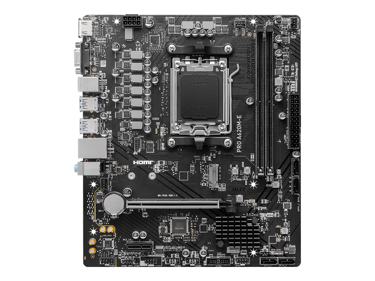 MSI PRO A620M-E AM5 mATX MB 2xDDR5 4xSATA 1xM.2 MSI PRO A620M-E AM5 mATX MB 2xDDR5 4xSATA 1xM.2