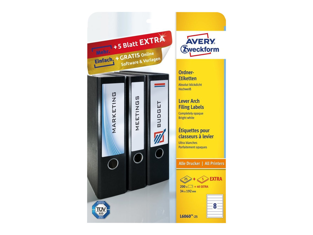 240 AVERY Zweckform Ordneretiketten L6060-25 weiss
