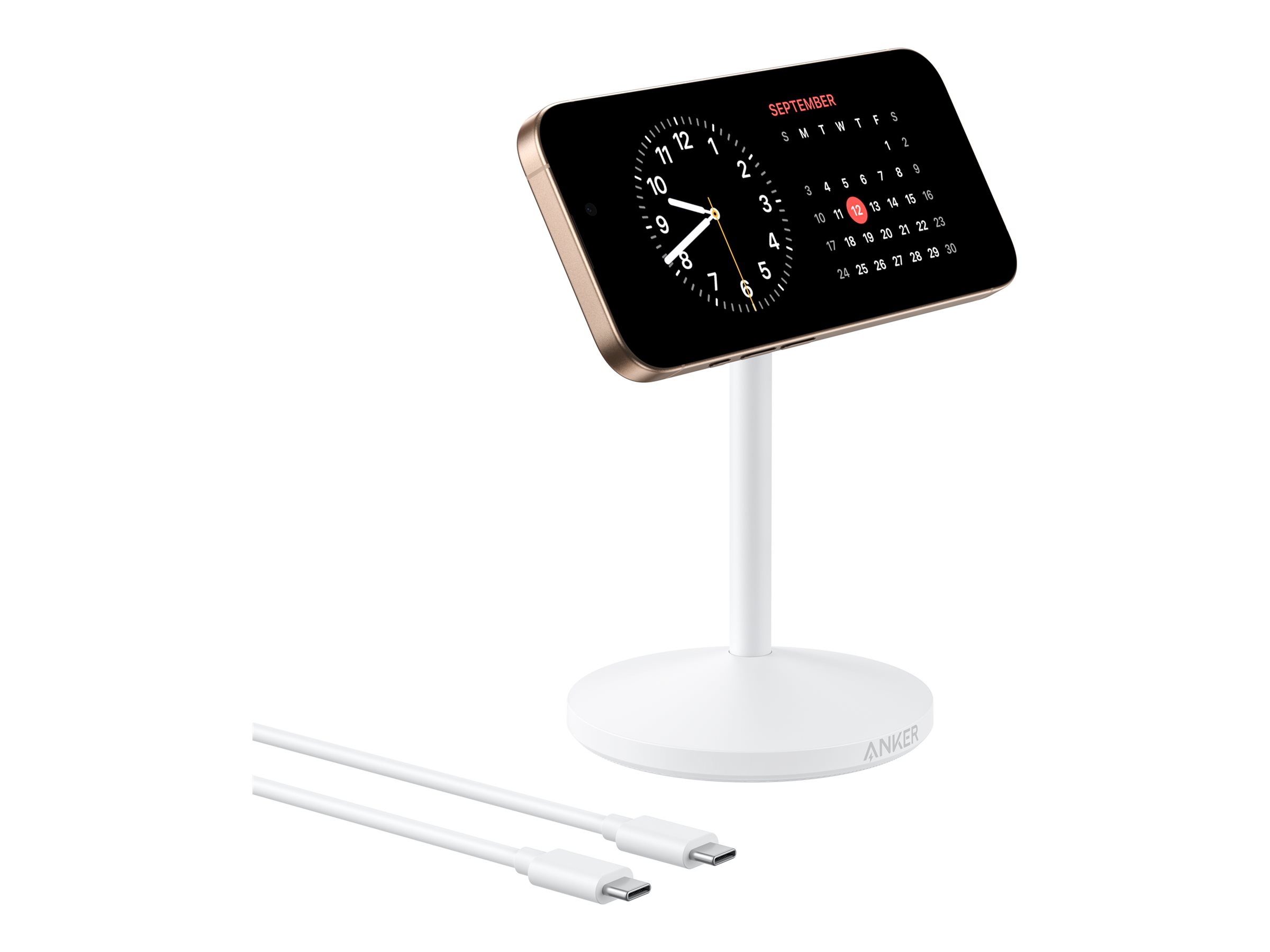 ANKER MagGo Wireless Charger Stand 15W klabelloses Ladegeraet Staender 360Drehmechanismus weiss