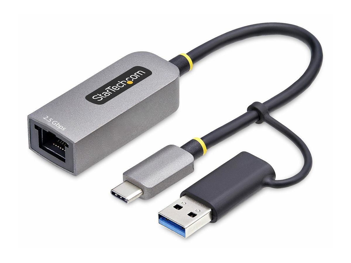 STARTECH.COM 2.5GbE USB C Ethernet Adapter mit USB-A Adapter USB-C LAN-RJ45 Netzwerkadapter USB 3.0 Typ-C 2.5Gb Netzwerk