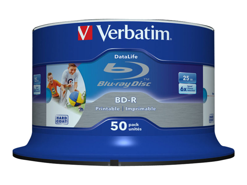 BD-R Verbatim Datalife SL 6x 25GB IJP 50 Pack Spindel