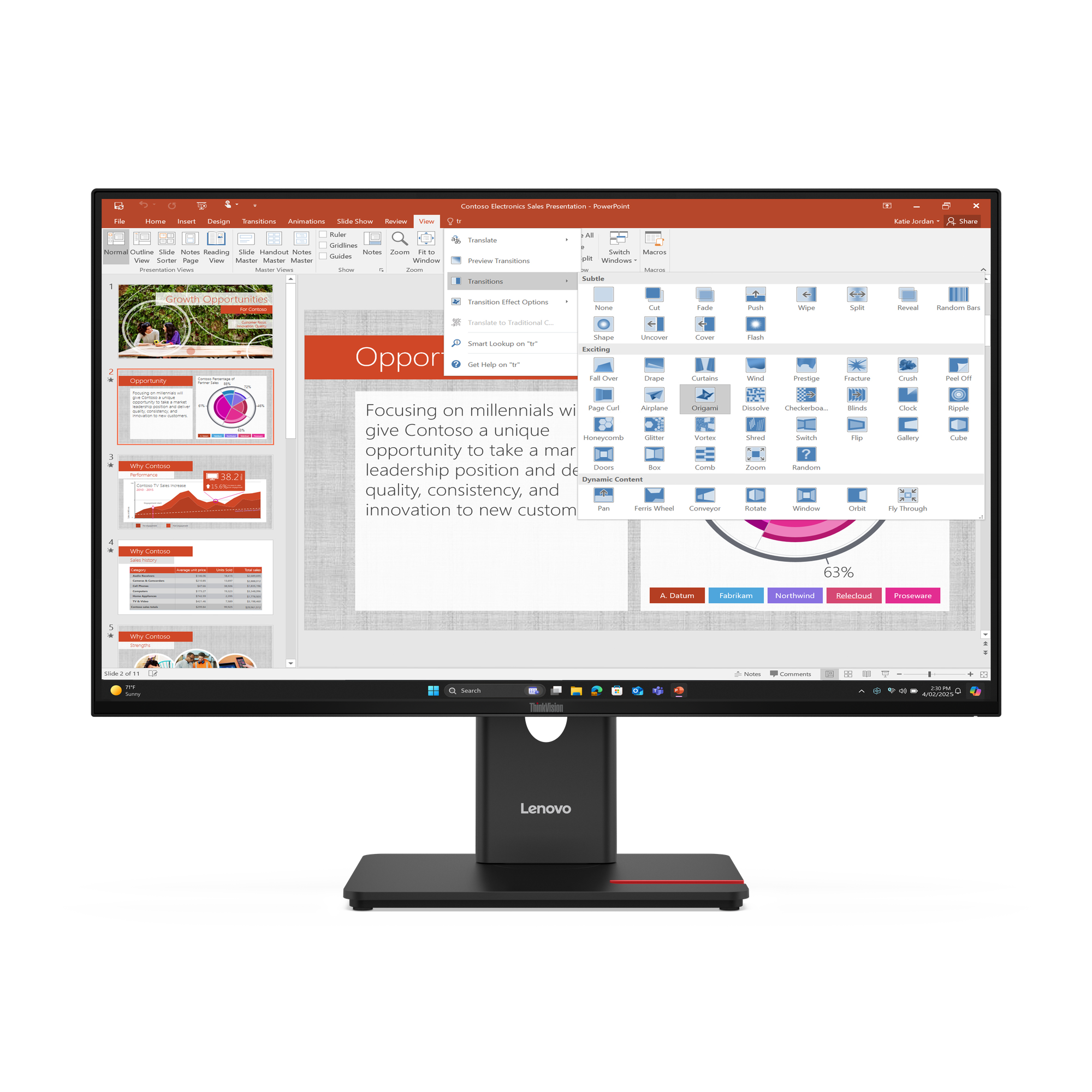 LENOVO ThinkVision T2740 68,58cm 27Zoll IPS 169 1920x1080 300cdm2 15001 HDMI DP VGA USB TopSeller