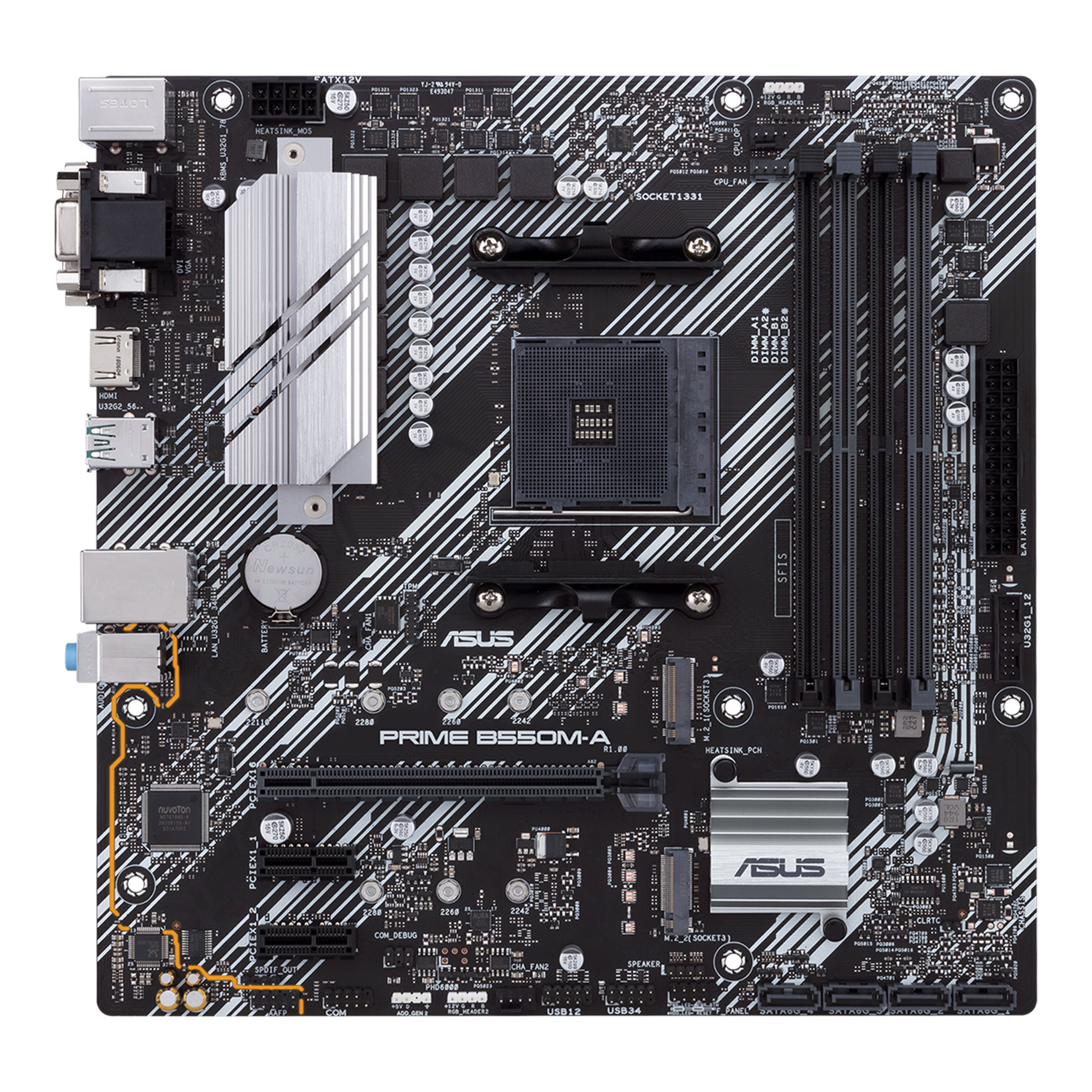ASUS PRIME B550MA mATX MB dual M2 PCIe 40 1Gb Ethernet HDMIDSubDVI SATA 6Gbps USB32 Gen 2 TypeA