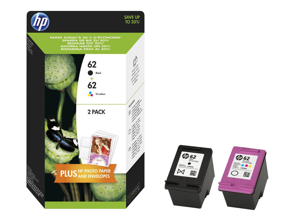 HP 62 (N9J71AE) schwarz, color Druckerpatronen, 2er-Set