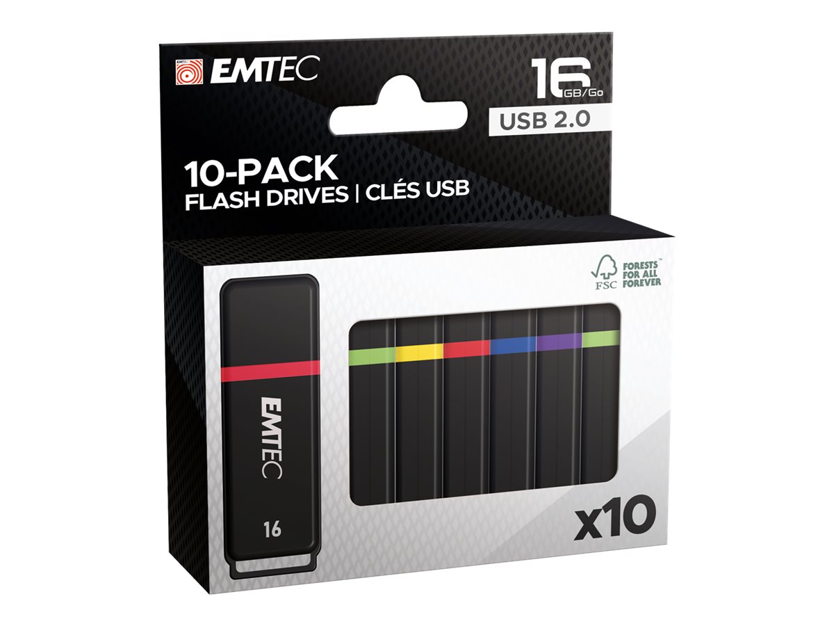 10 EMTEC USB-Sticks Flash Drives rot, gelb, blau, grün, lila 16 GB