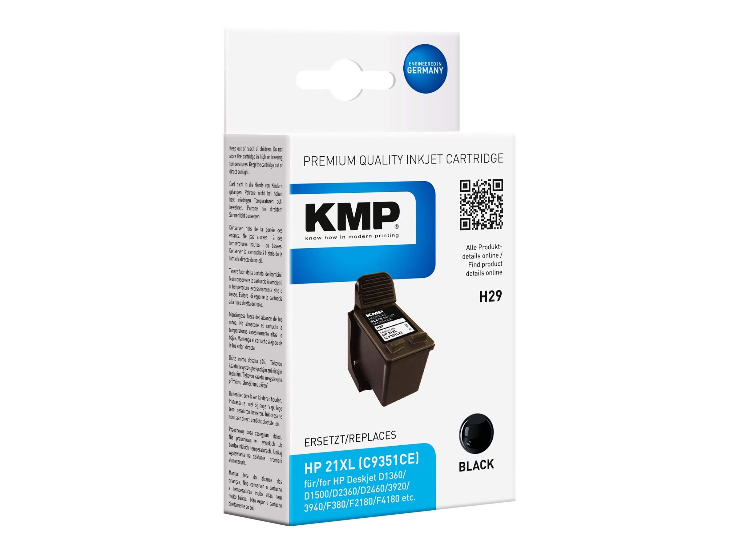 KMP H29 schwarz Druckerpatrone kompatibel zu HP 21XL (C9351AE) KMP H29 schwarz Druckerpatrone kompatibel zu HP 21XL (C9351AE)