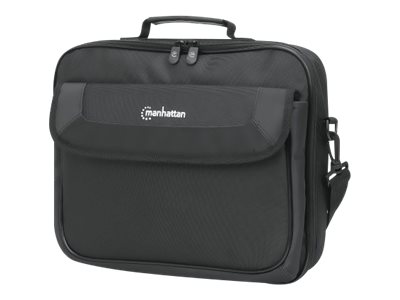 MANHATTAN Cambridge Clamshell Notebooktasche 35,8cm 14,1Zoll Staufächer an Front Rück und Innenseite Schultergurt Tragegriff schwarz