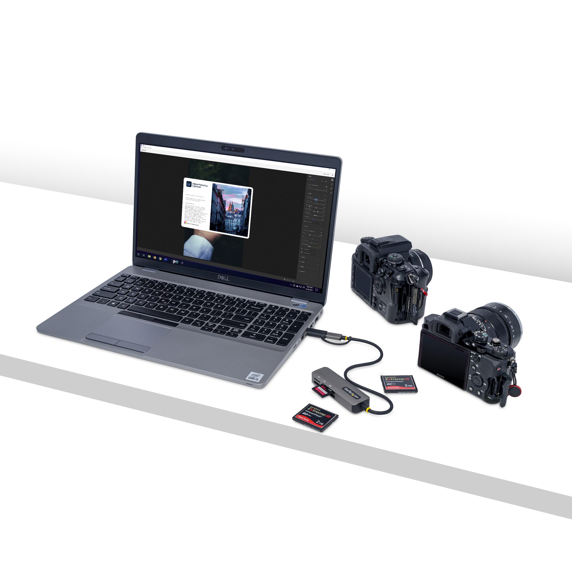 STARTECHCOM USB 30multikartenleser SDmicroSDCF USBC Kartenleser mit USBA Adapter Externer Kartenlesegerät
