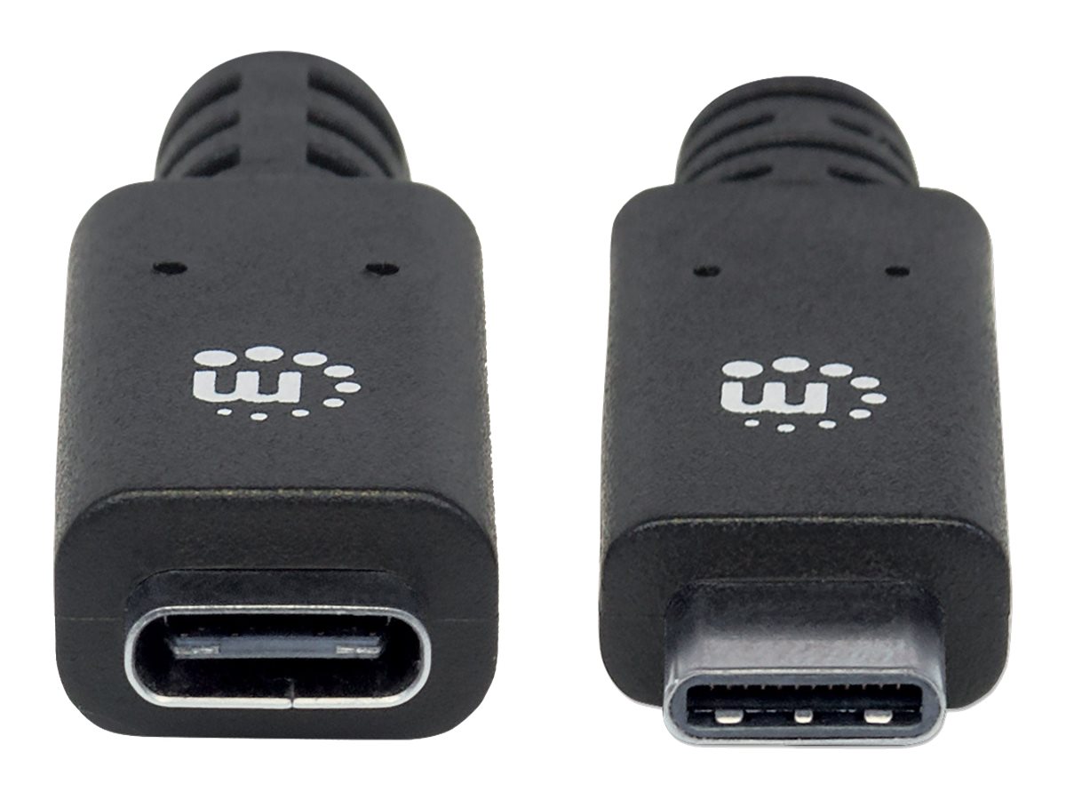 MANHATTAN 3.1 USB-C Verlaengerungskabel 0,5m SuperSpeed+ USB 3.1 Gen2 Typ C-Stecker auf Typ C-Buchse 10 Gbit/s 5 A schwarz