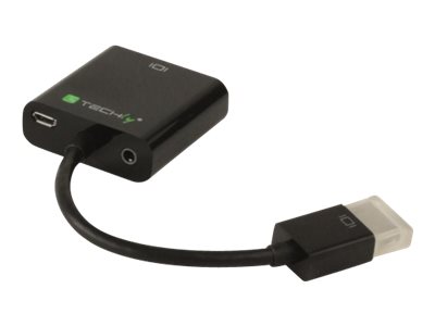 TECHLY HDMI auf VGA Konverter mit Audio und Micro USB HDMI Stecker auf VGA Buchse schwarz im hochwertigen Polybag TECHLY HDMI auf VGA Konverter mit Audio und Micro USB HDMI Stecker auf VGA Buchse schwarz im hochwertigen Polybag