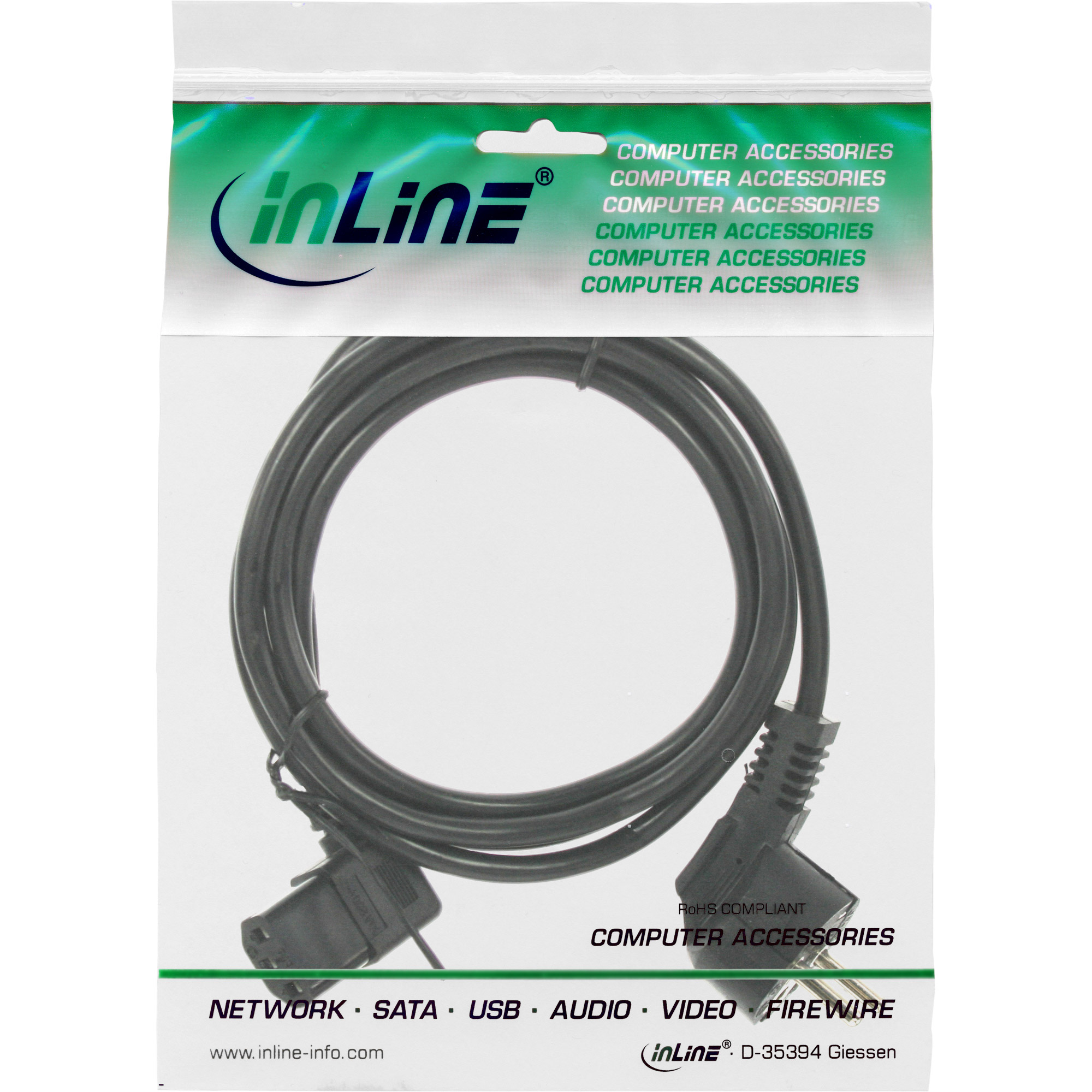 INLINE Netzkabel Schutzkontakt gewinkelt auf Kaltgeraetestecker C13 links abgewinkelt 0,5m schwarz INLINE Netzkabel Schutzkontakt gewinkelt auf Kaltgeraetestecker C13 links abgewinkelt 0,5m schwarz