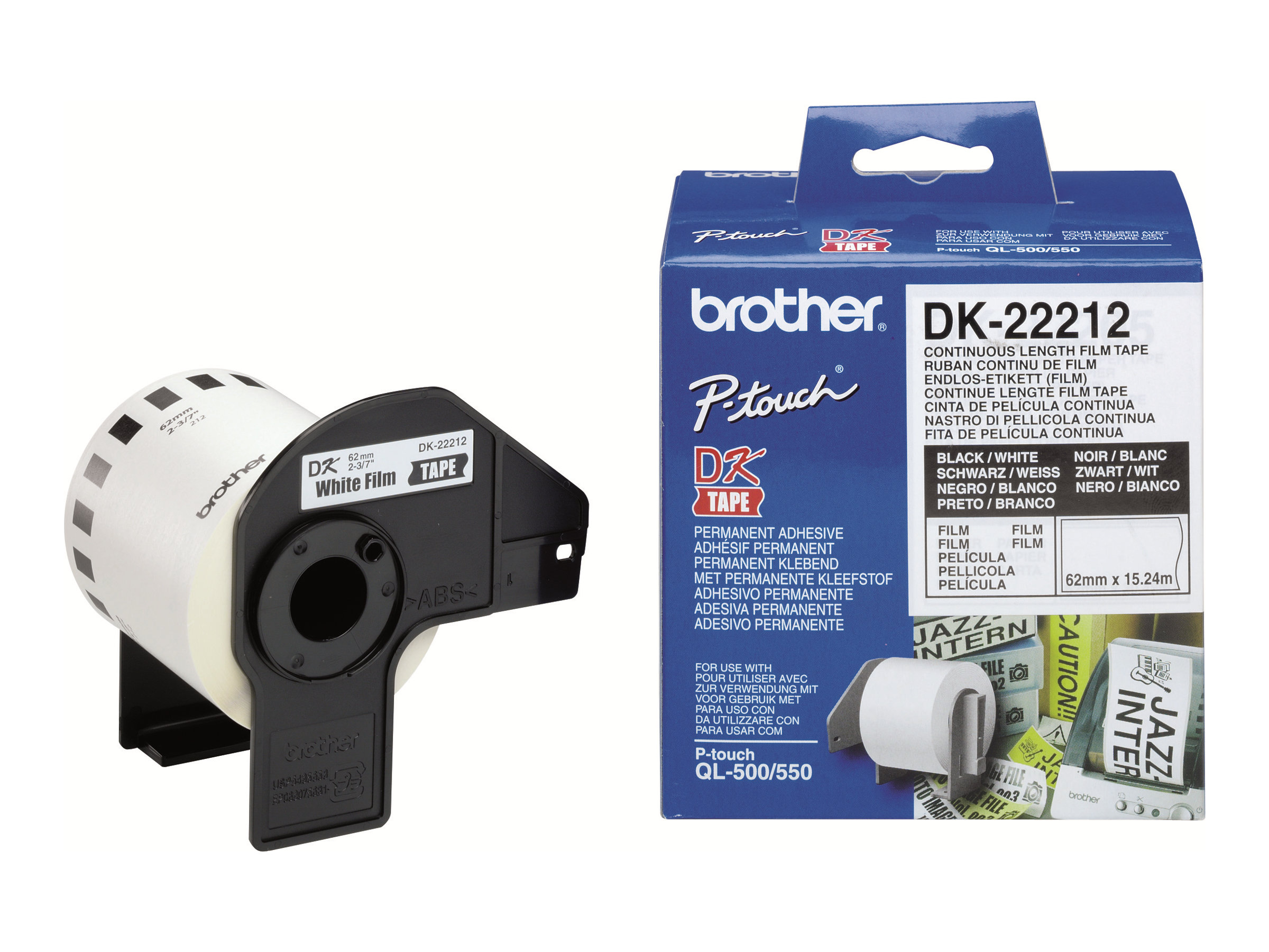 BROTHER P-Touch DK-22212 weiss continue length film 62mm x 15,24m