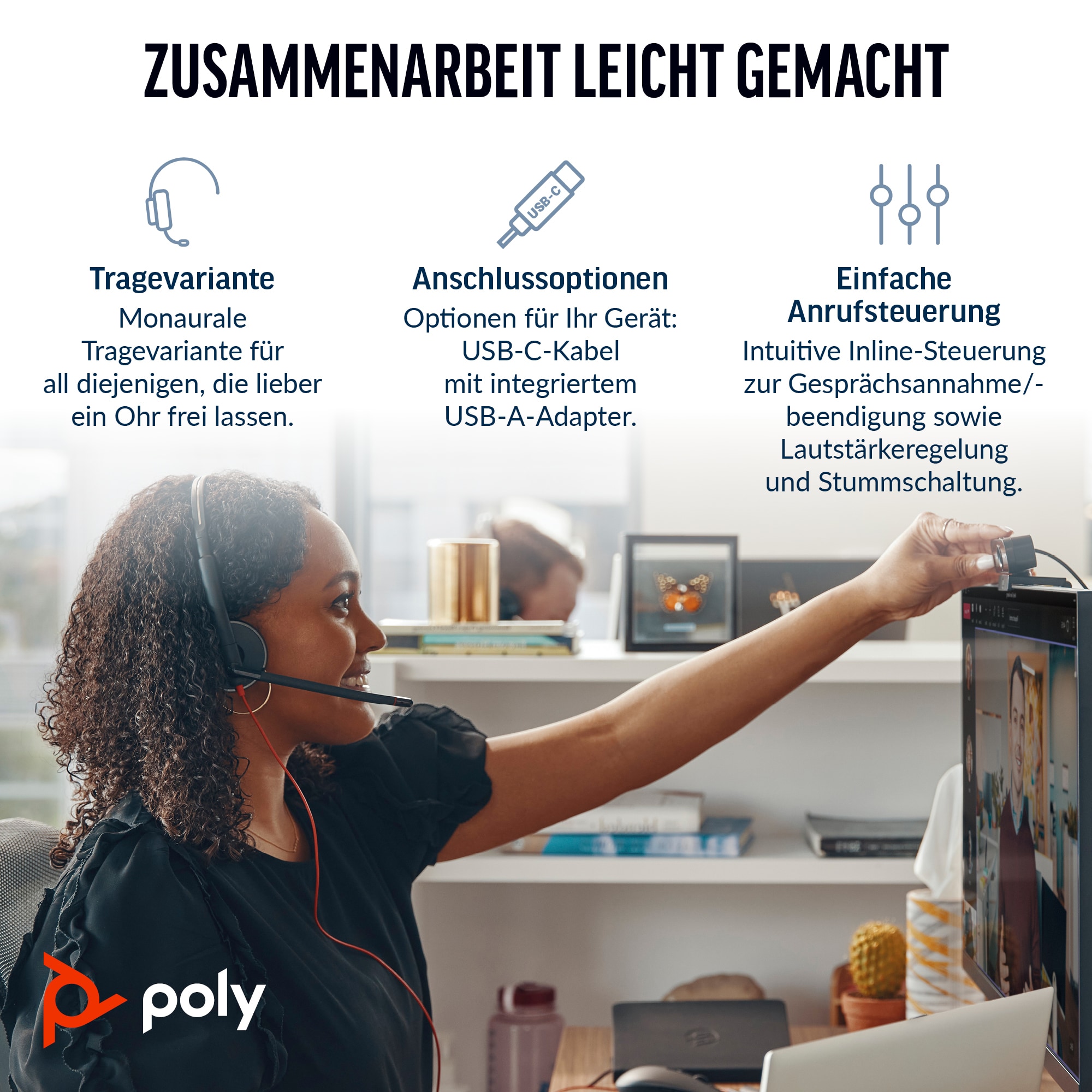 Poly Blackwire C3210 Mono USBCA Adapter