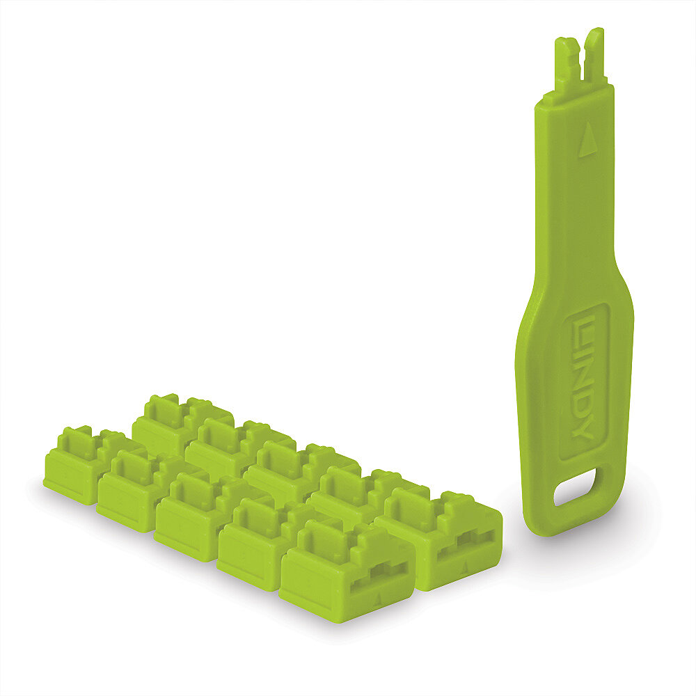 LINDY RJ45 Port SchlÃ¶sser grÃ¼n, 10 Stck + 1 SchlÃ¼ssel