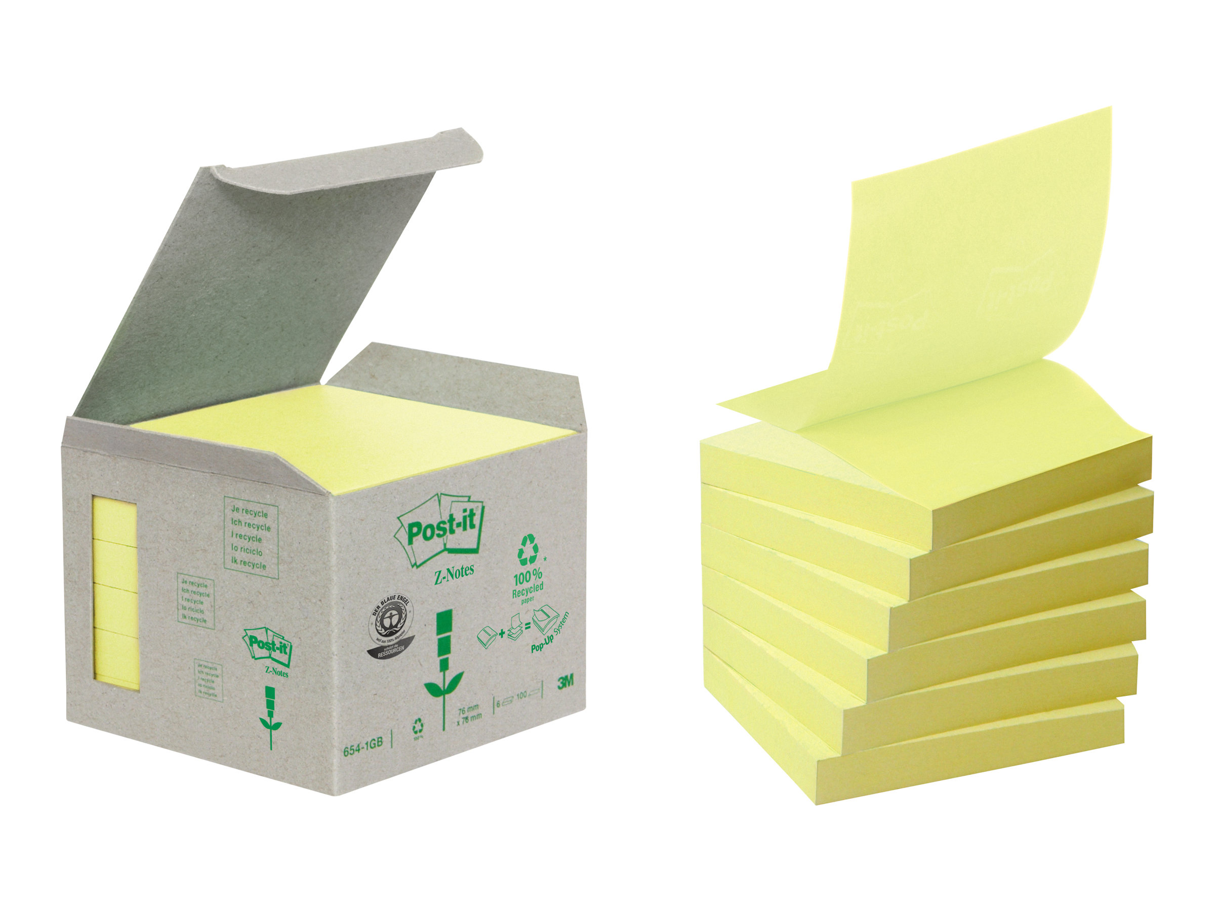 Post-it® Recycling Z-Notes Haftnotizen R3301B gelb, 6 Bloecke Post-it® Recycling Z-Notes Haftnotizen R3301B gelb, 6 Bloecke