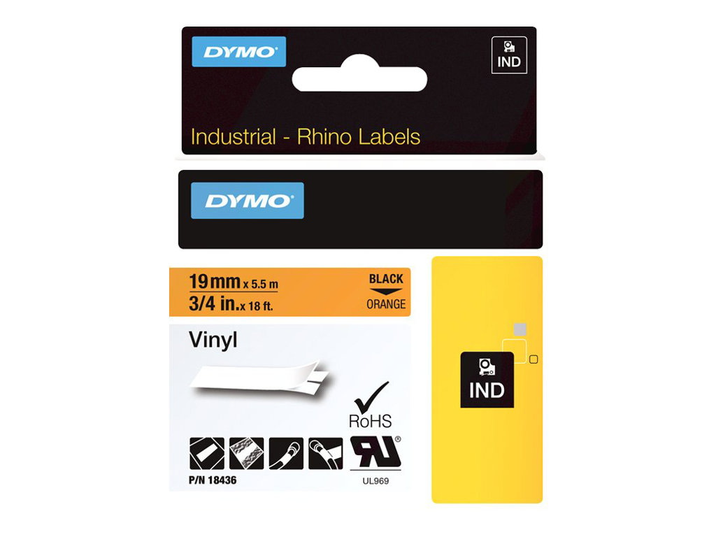DYMO Schriftband RHINO 18436, 19 mm schwarz auf orange DYMO Schriftband RHINO 18436, 19 mm schwarz auf orange