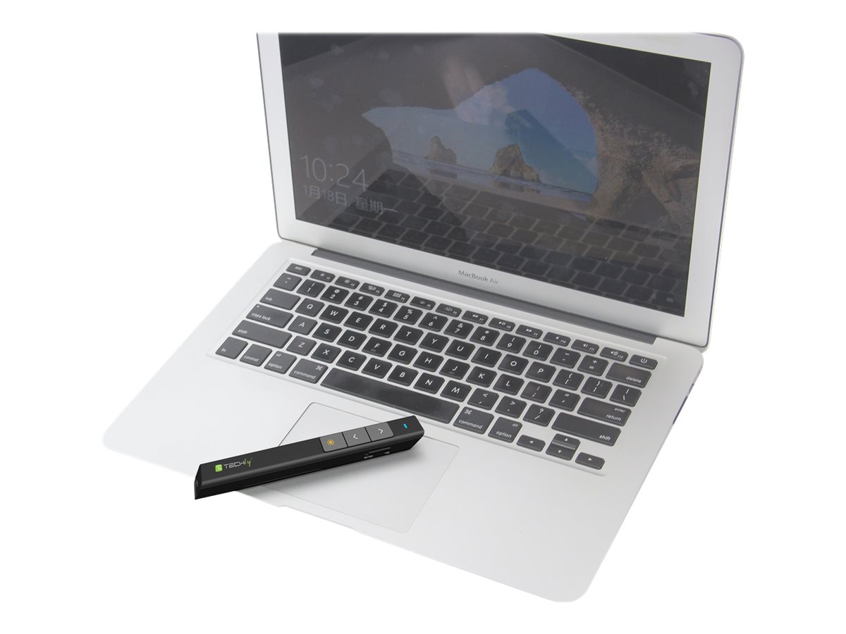 TECHLY Wireless Presenter mit Laserpointer Reichweite bis zu 100m integriertes USB Fach unterstuetzt PowerPoint Keynote und Prezi