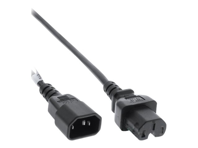 INLINE Netzkabelverlaengerung C15 Warmgeraetestecker auf C14 Buchse schwarz 2m INLINE Netzkabelverlaengerung C15 Warmgeraetestecker auf C14 Buchse schwarz 2m