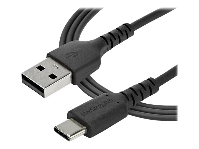 StarTech.com 1m USB A to USB C Charging Cable - Durable Fast Charge & Sync USB 2.0 to USB Type C Data Cord - Aramid Fiber M/M 60W Black - USB Typ-C-Kabel - 1 m