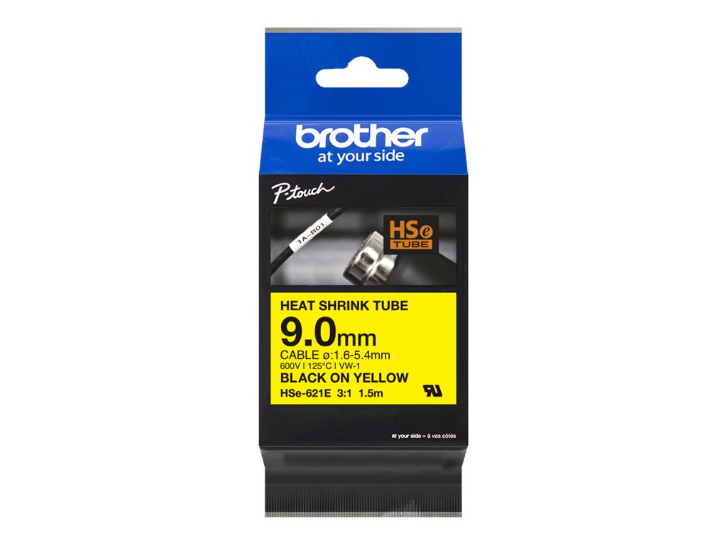 Schrumpfschlauchkassette Brother  9,0mm gelb/schwarz  HSE621