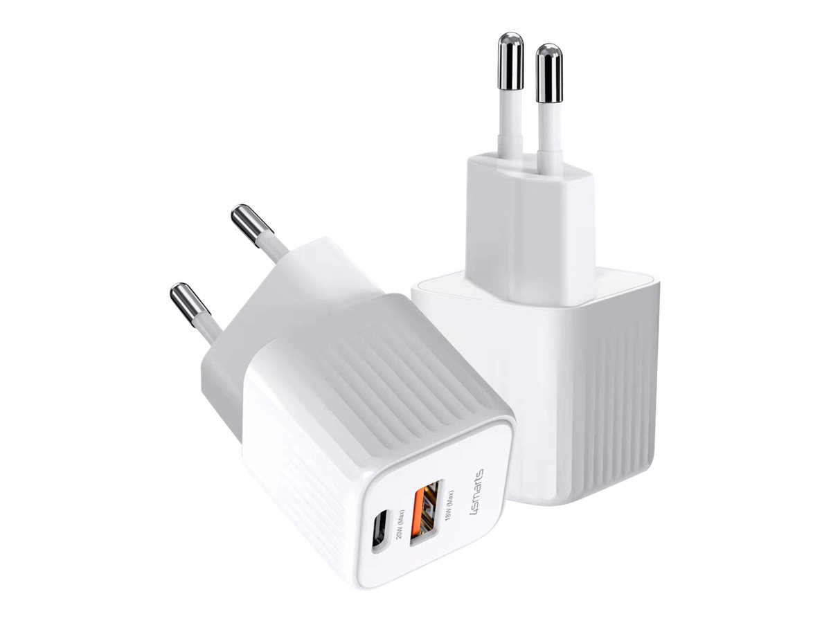 4smarts VoltPlug Mini - Netzteil - 20 Watt - 3 A - Fast Charge, PD 3.0, QC 3.0, AFC, HiSilicon Fast Charging, PD/PPS - 2 Ausgabeanschlussstellen (USB, 24 pin USB-C)