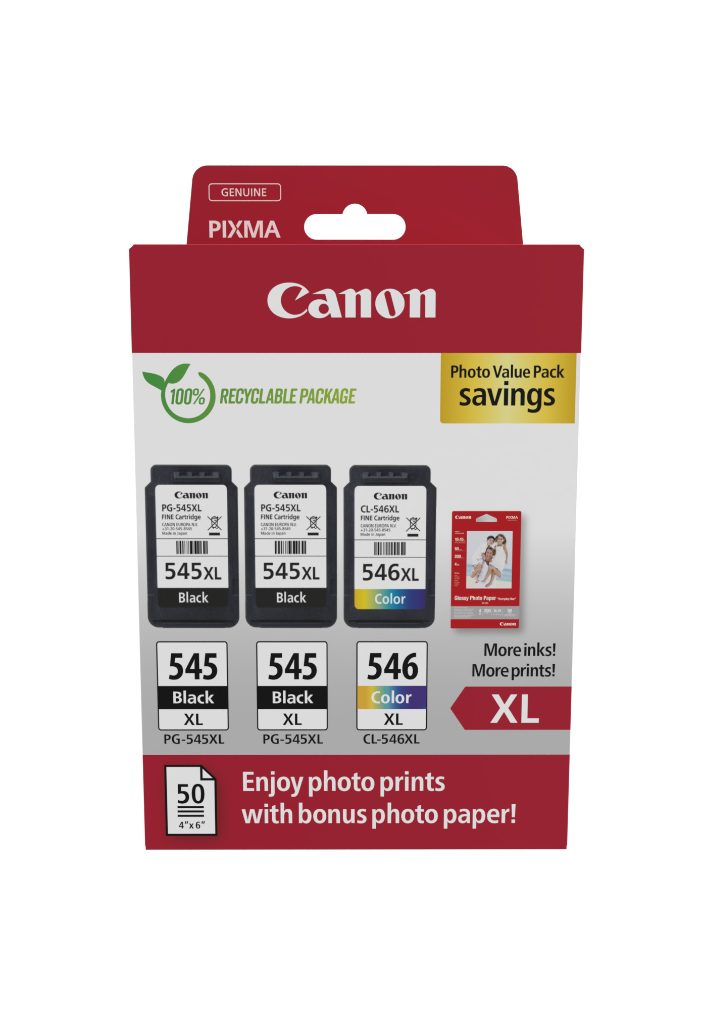 Canon PG-545XL CL-546XL Foto Value Pack Schwarz Farbe