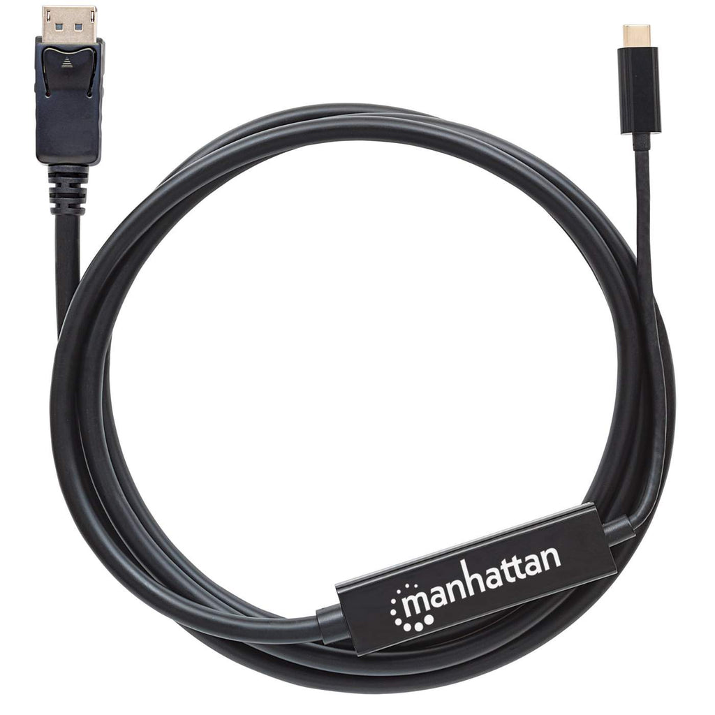 MANHATTAN USB Typ C auf DisplayPort Kabel 2m Konvertiert das AlternateModeSignal in ein DisplayPort 4KAusgangssignal schwarz