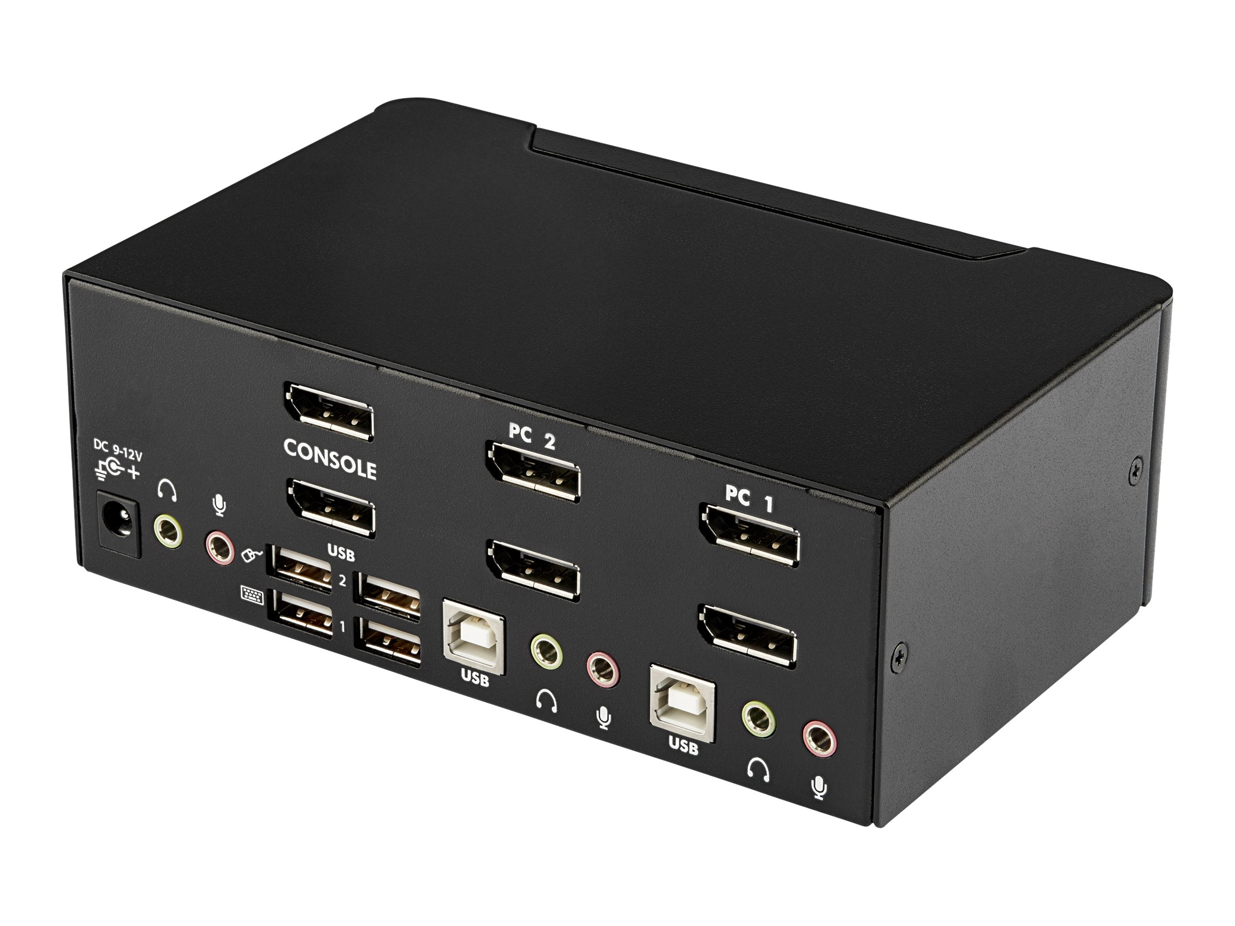 StarTech.com 2 Port Dual DisplayPort USB KVM Switch mit Audio - DisplayPort Desktop KVM Umschalter mit USB Hub - 4xUSB Buchse 2xDP Buchse - KVM-/Audio-Switch - 2 Anschlüsse