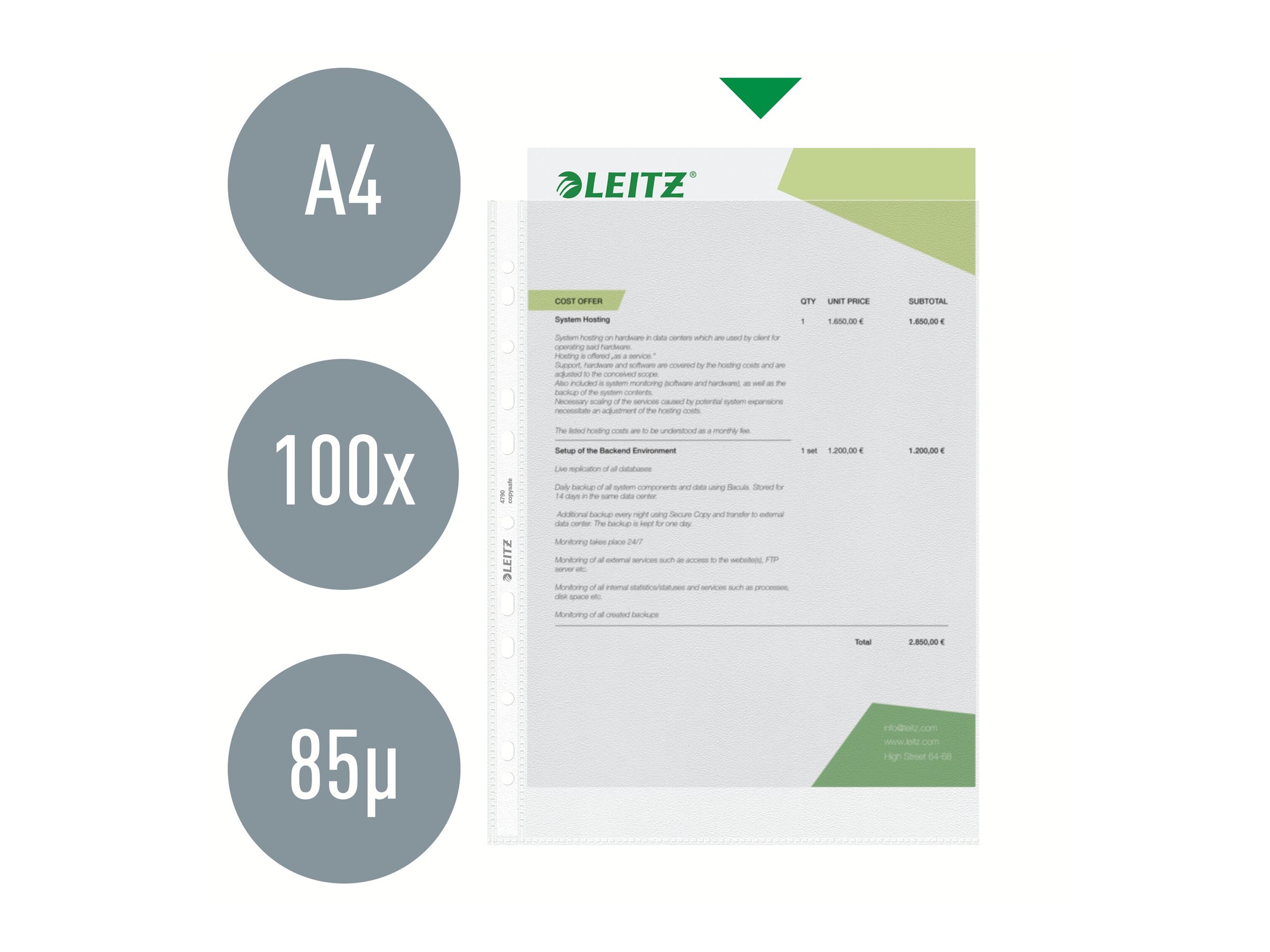 100 LEITZ Prospekthuellen 4790 DIN A4 transparent genarbt 0,085 mm 100 LEITZ Prospekthuellen 4790 DIN A4 transparent genarbt 0,085 mm