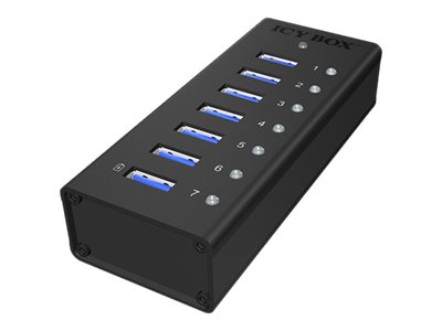 ICY BOX IB-AC618 7 Port USB HUB unterstuetzt USB 3.0 mit 1x Ladeport ICY BOX IB-AC618 7 Port USB HUB unterstuetzt USB 3.0 mit 1x Ladeport