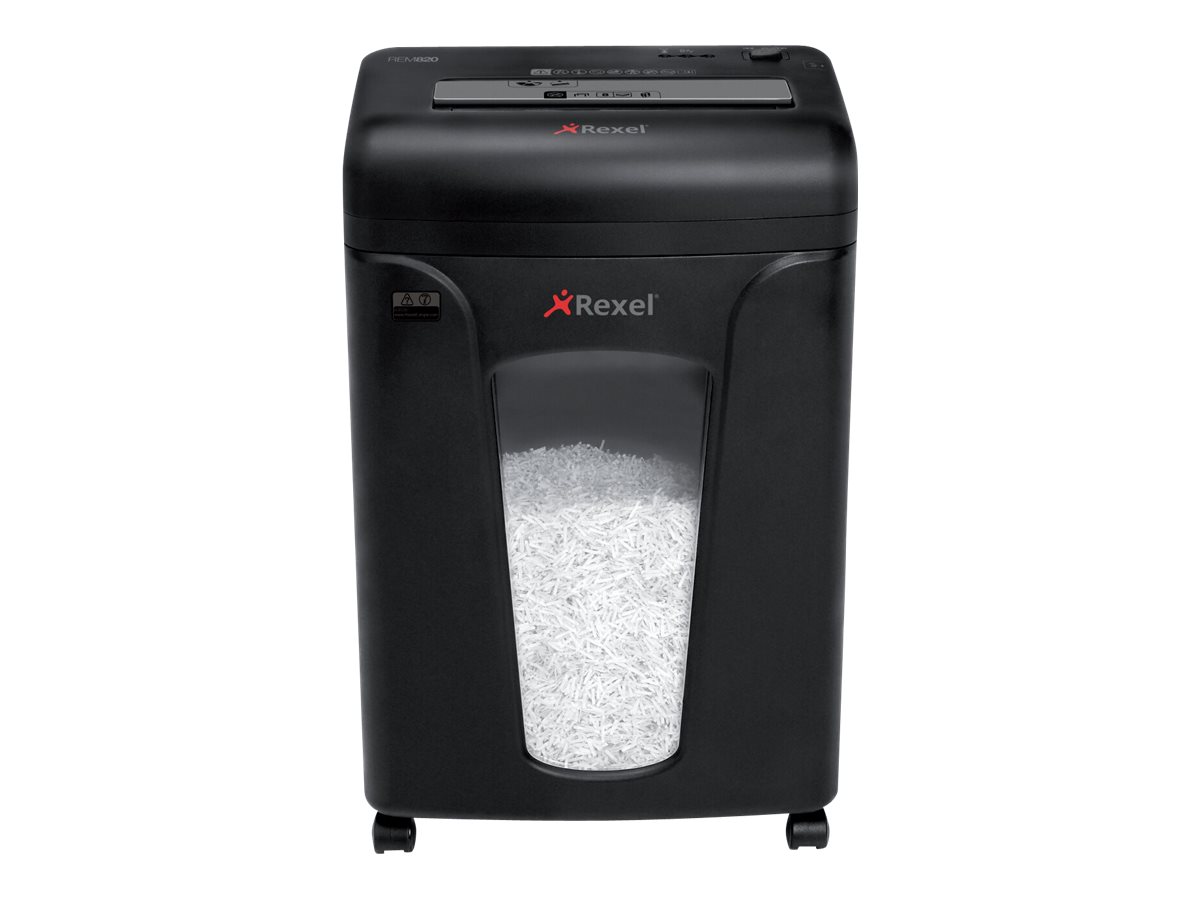 Rexel Mercury REM820 Aktenvernichter mit Partikelschnitt P-5, 2 x 15 mm, bis 8 Blatt, schwarz