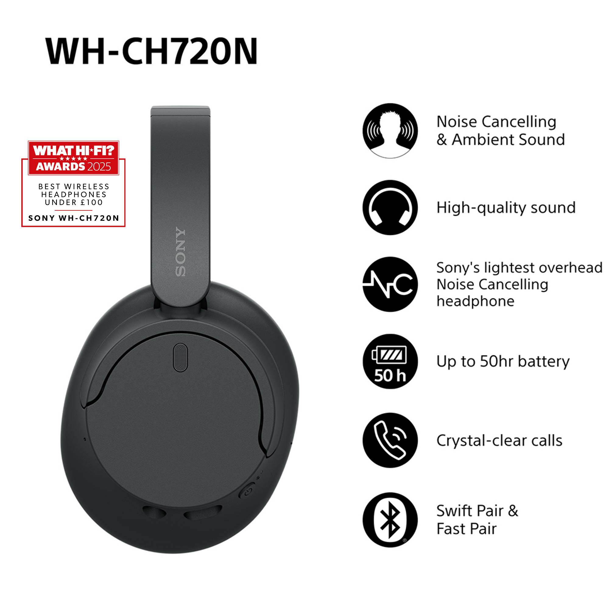 Sony WHCH720NB OverEar schwarz BTKopfhörer