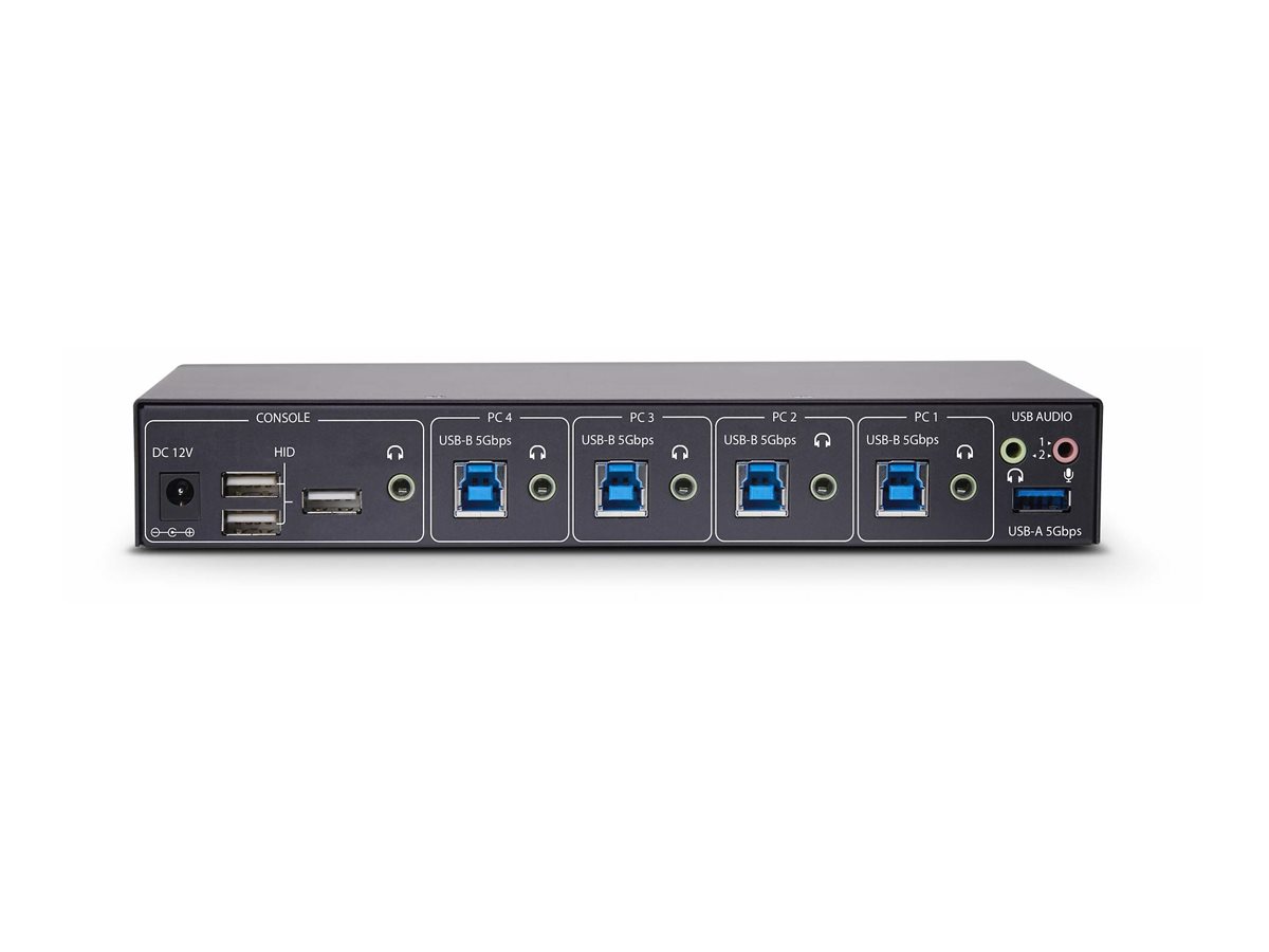 STARTECH.COM 4-Port KM Switch mit Maus-Roaming USB 3.0 Umschalter Tastatur und Maus Switch 3,5mm/USB Audio TAA Konform