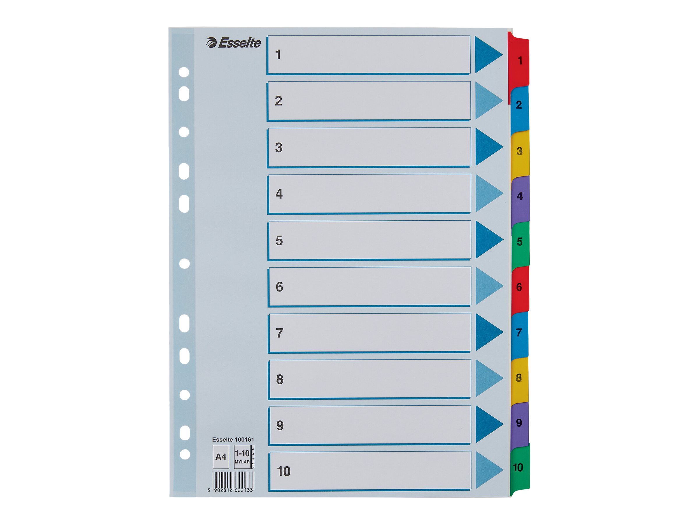 Esselte Ordnerregister DIN A4 Vollformat 110 farbig 10teilig, 1 Satz