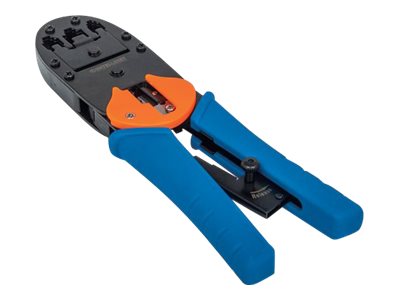 INTELLINET Universal Crimpwerkzeug Fuer RJ45 RJ12 und RJ11 Modularstecker Fuer Rund- und Flachkabel geeignet Ratschenfunktion