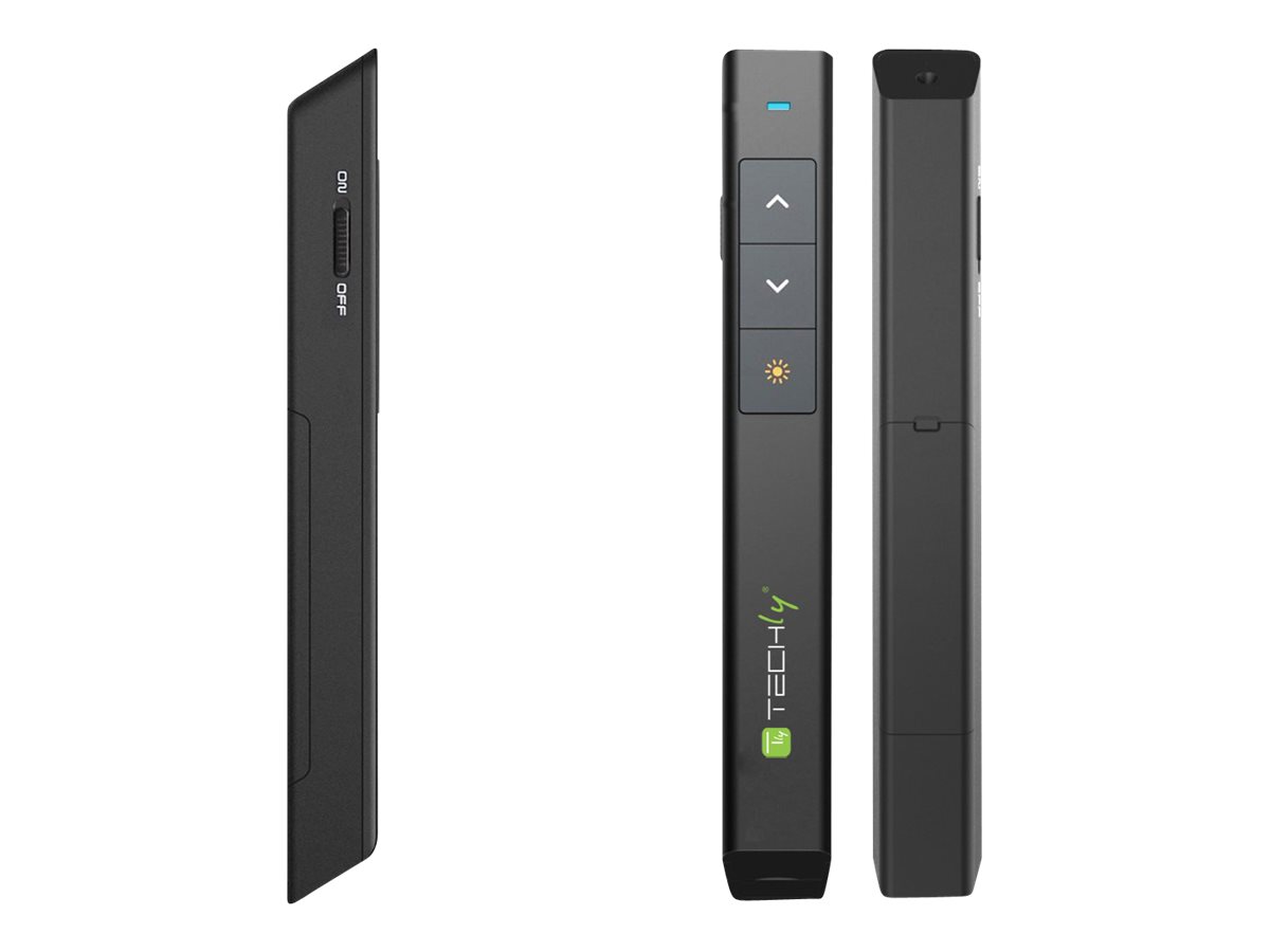 TECHLY Wireless Presenter mit Laserpointer Reichweite bis zu 100m integriertes USB Fach unterstuetzt PowerPoint Keynote und Prezi