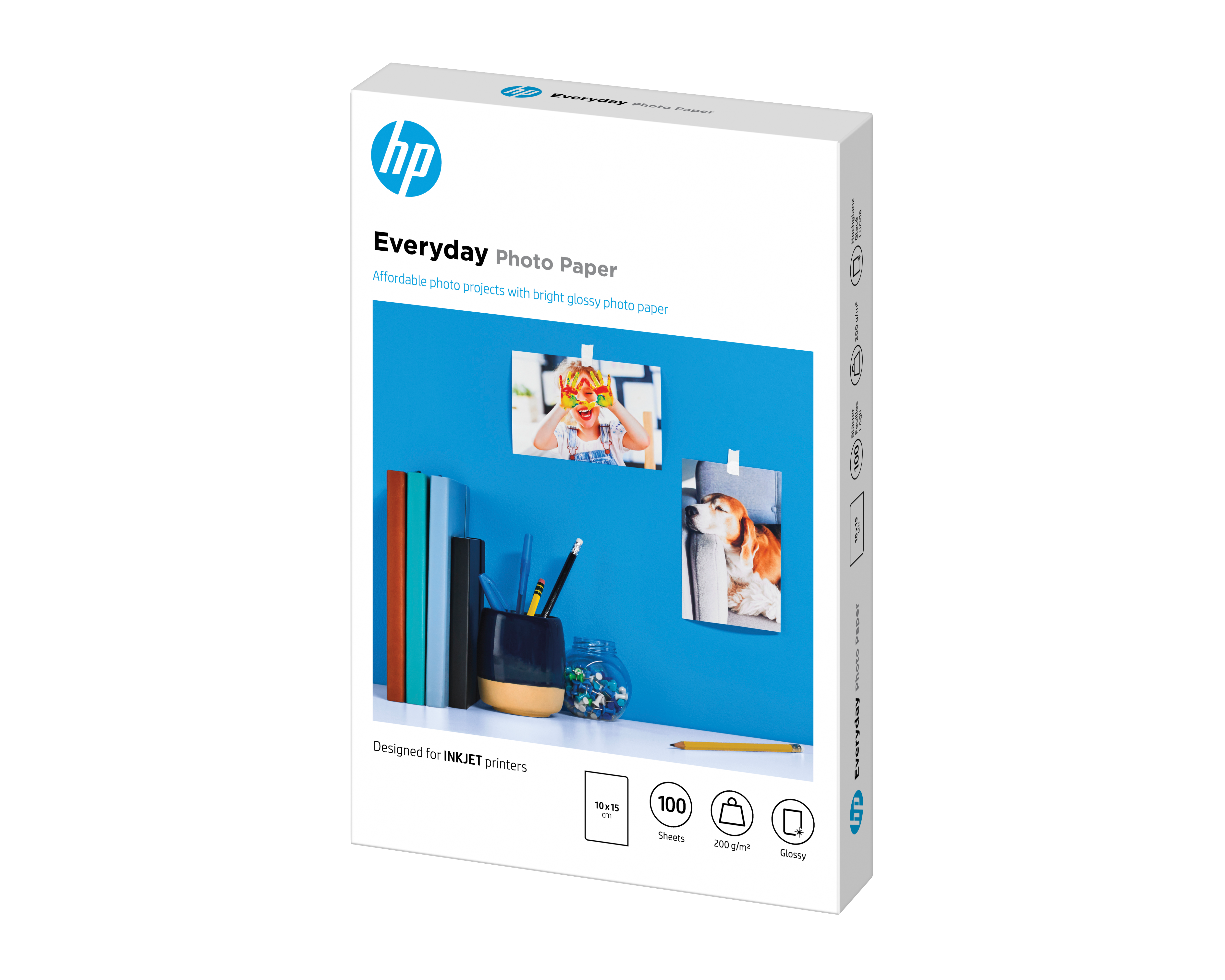 HP Everyday glaenzend Foto Papier weiss 200gm2 100x150mm 100 Blatt 1erPack