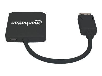 MANHATTAN DP auf 2Port HDMISplitter mit MST verteilt ein DisplayPortSignal auf zwei HDMIMonitore 4K30Hz Strom ueber USB schwarz