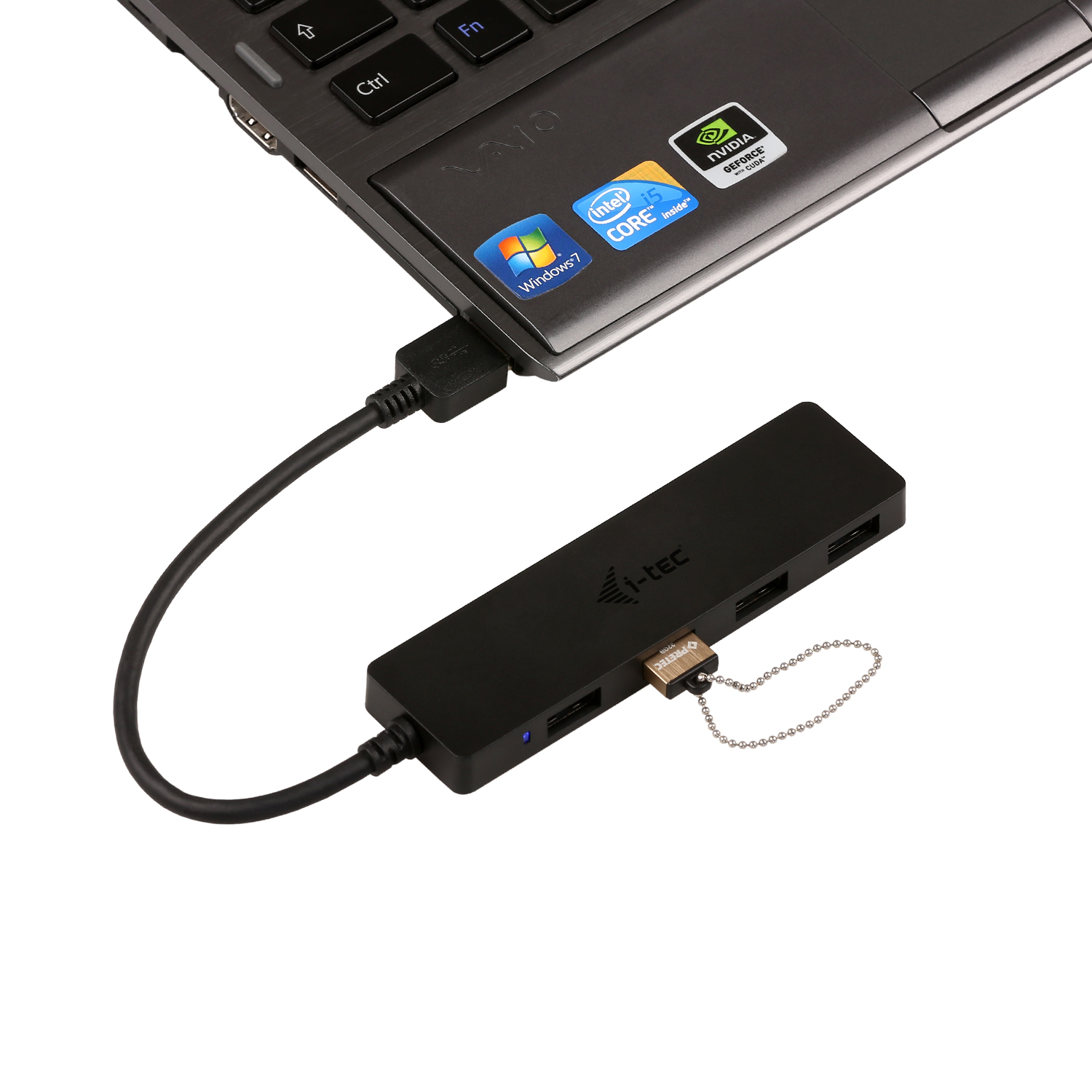 ITEC USB 30 Slim Passive HUB 4 Port ohne Netzteil, ideal fuer Notebook Ultrabook Tablet PC Unterstuetzt Win und Mac OS Schwarz