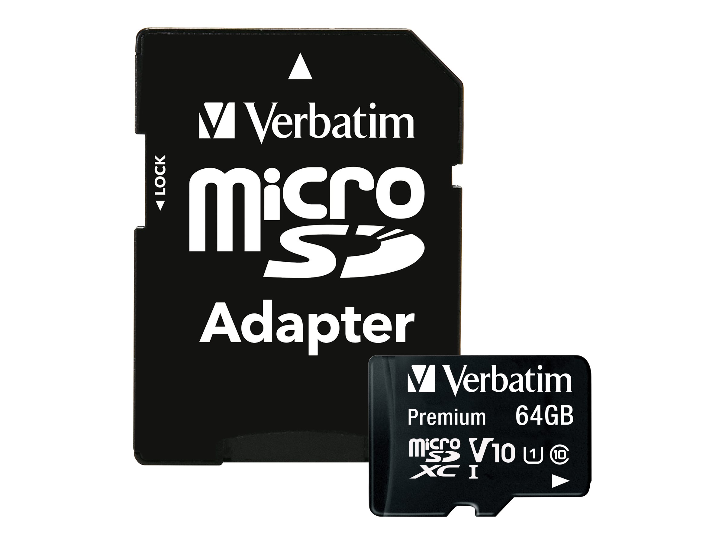 Verbatim microSDXC Speicherkarte 64 GB UHS-I Premium Class 10 + SD Adapter