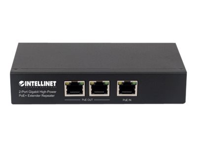 INTELLINET 2 Port Gigabit PoE+ Extender IEEE 802.3at/af verlaengert die Reichweite einer PoE-Verbindung um zusaetzliche 100m Metall