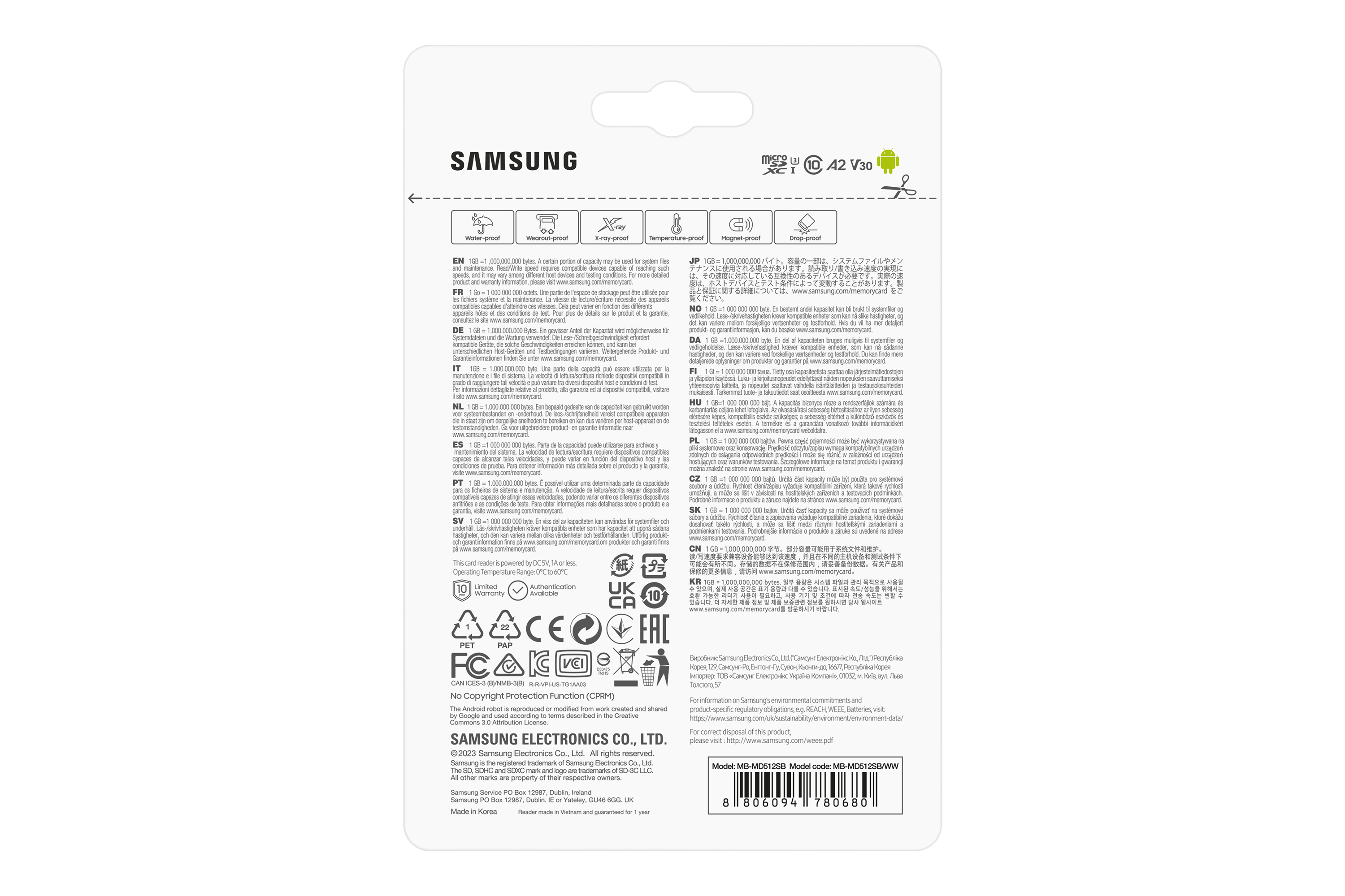 SAMSUNG PRO Plus microSD 512GB Up to 180MB/s Read and 130MB/s Write speed with Class 10 4K UHD incl. Card reader 2023 SAMSUNG PRO Plus microSD 512GB Up to 180MB/s Read and 130MB/s Write speed with Class 10 4K UHD incl. Card reader 2023