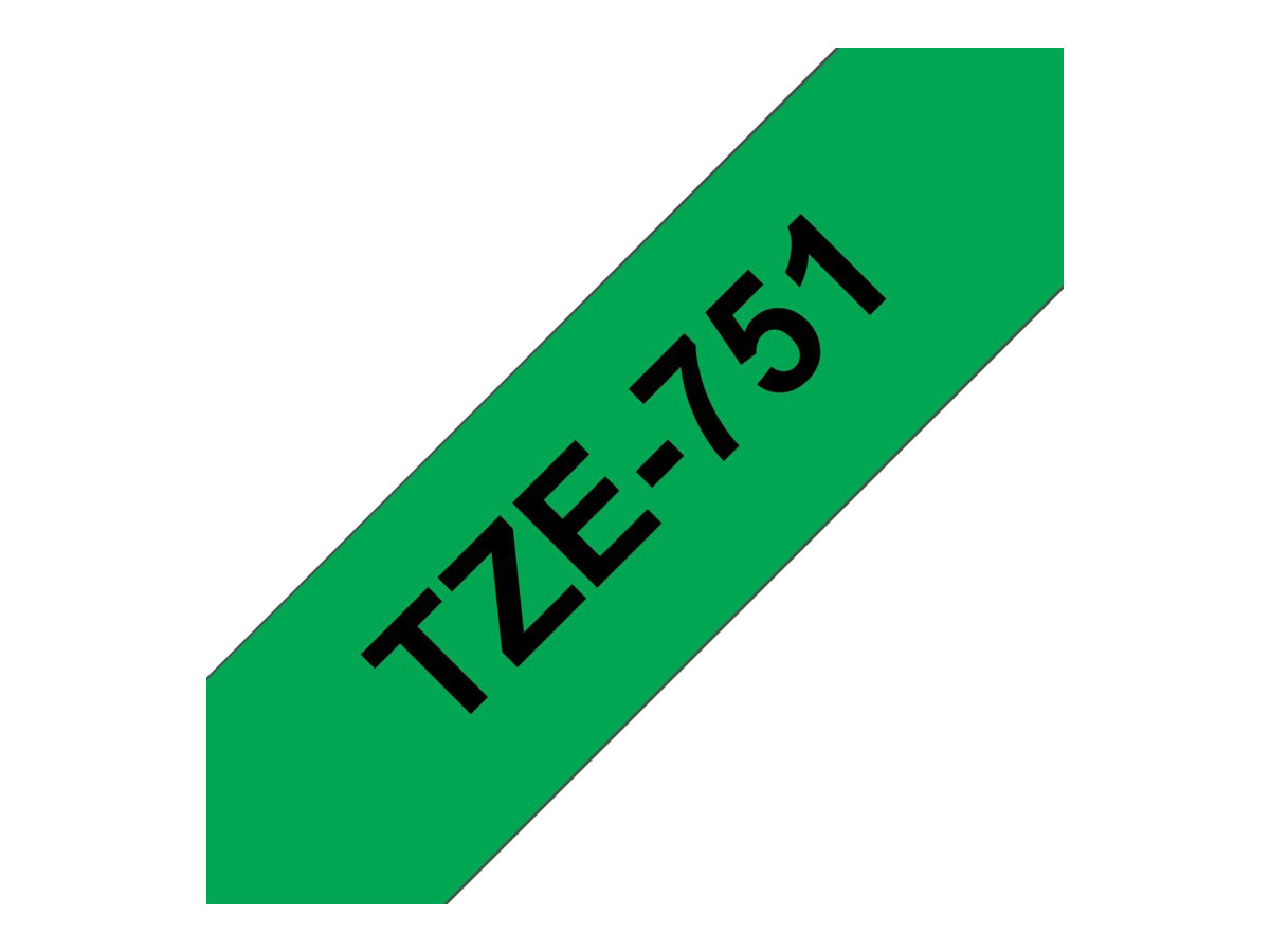 Brother TZe-751 - Schwarz auf Grün - Rolle (2,4 cm x 8 m)