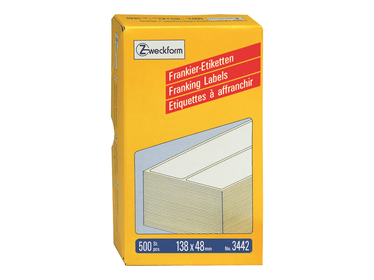500 AVERY Zweckform Frankieretiketten 3442 weiss 138,0 x 48,0 mm 500 AVERY Zweckform Frankieretiketten 3442 weiss 138,0 x 48,0 mm