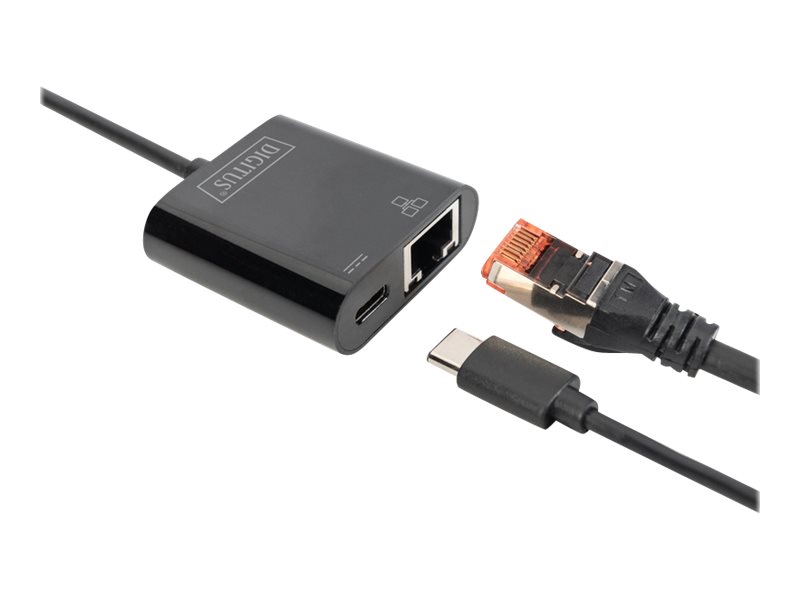 DIGITUS USB Type-C Gigabit Ethernet Adapter mit Power Delivery Unterstuetzung