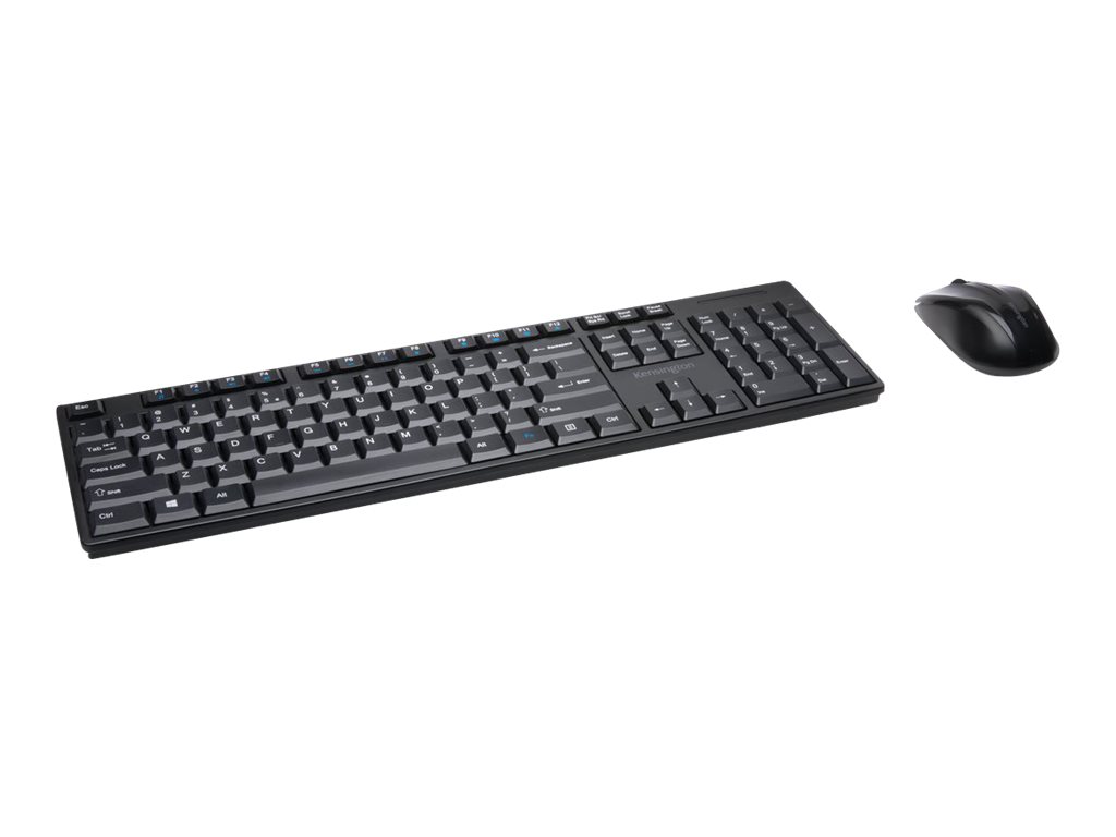 KENSINGTON Pro Fit flaches kabelloses Desktop Set mit spritzwassergeschutzter Tastatur mit Multimedia-Tasten