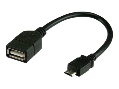 TECHLY USB2.0 Anschlusskabel OTG schwarz Buchse Typ A auf Stecker Typ Micro B 20cm TECHLY USB2.0 Anschlusskabel OTG schwarz Buchse Typ A auf Stecker Typ Micro B 20cm