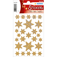 HERMA Aufkleber 3916 Glittersterne, gold, 27 Etiketten