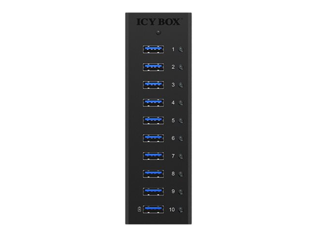 ICY BOX IB-AC6110 10 Port USB 3.0 HUB mit USB Ladeport 5V 2.1A Stabiles Aluminium Gehaeuse ICY BOX IB-AC6110 10 Port USB 3.0 HUB mit USB Ladeport 5V 2.1A Stabiles Aluminium Gehaeuse