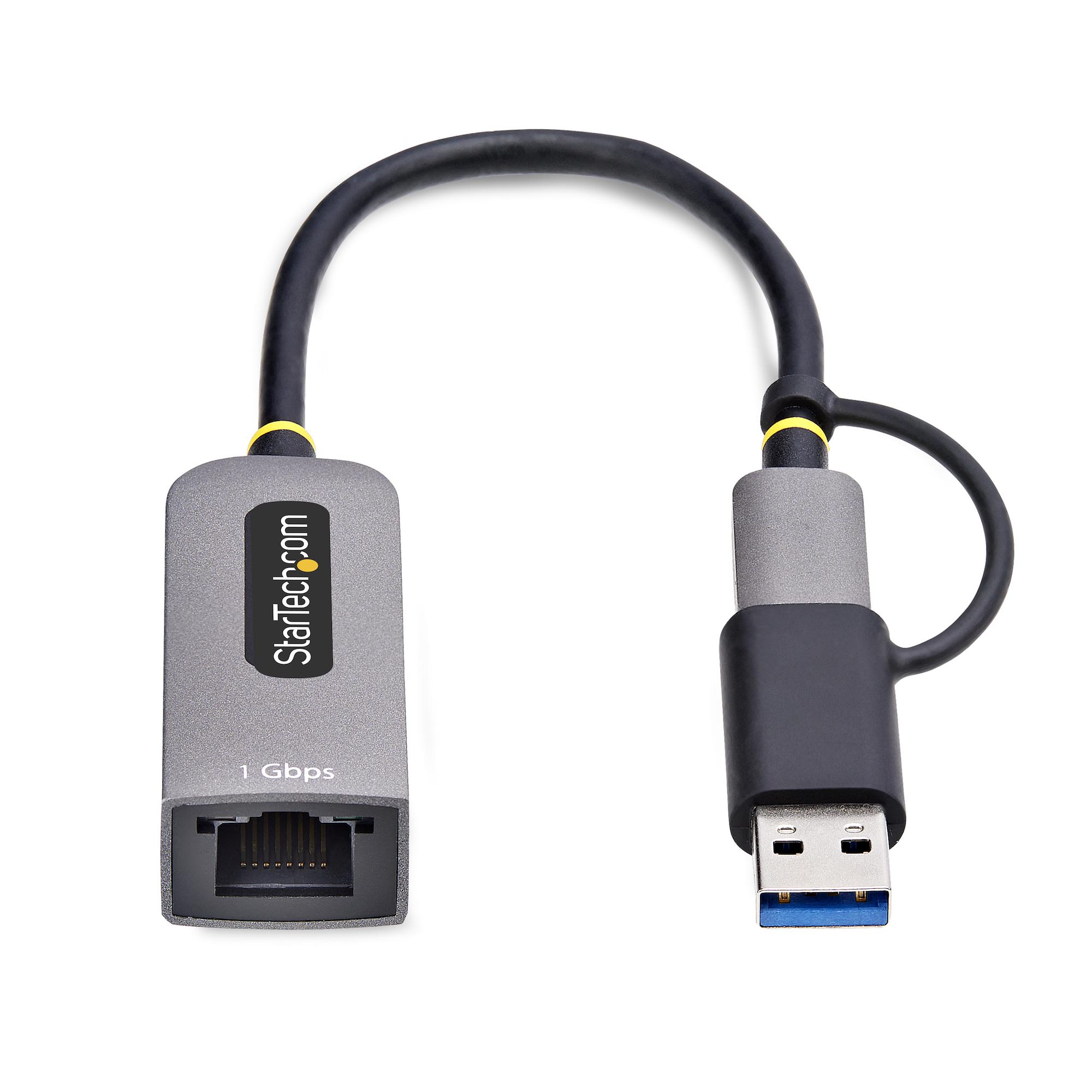 STARTECHCOM USBC Ethernet Adapter mit USBA Dongle 101001000Mbps USB Gigabit Adapter 15cm Kabel USB Ethernet Adapter